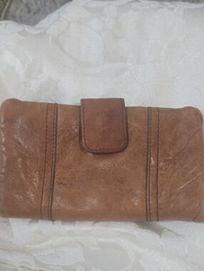 Vintage Fossil Women's Brown Leather Snap Wallet - Compact Organizer